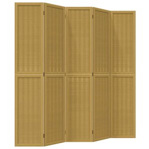 vidaXL Cloison de séparation 5 panneaux marron bois paulownia massif