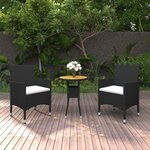 vidaXL Ensemble à manger de jardin 3 Pièces Résine tressée Noir