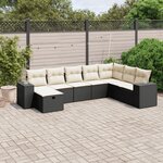 vidaXL Salon de jardin 8 Pièces avec coussins noir résine tressée