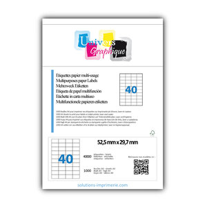 Lot de 1000 planches a4 de 40 étiquettes à bords vifs 52 5 x 29 7 mm en papier blanc 70g/m² multifonction