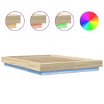 vidaXL Cadre de lit avec lumières LED chêne sonoma 120x190 cm