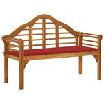 vidaXL Banc de jardin avec coussin 135 cm Bois d'acacia massif