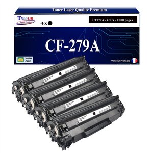 T3AZUR -4x Toners compatibles avec HP CF279A (79A) pour HP LaserJet Pro M12a  M12w  M26a  M26nw