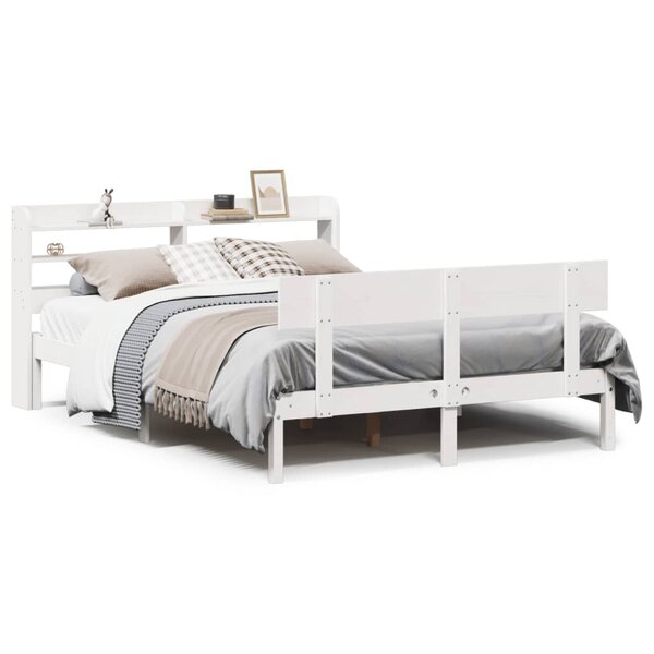 vidaXL Cadre de lit sans matelas blanc 140x200 cm bois de pin massif