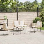 vidaXL Ensemble de meubles de jardin 4 Pièces Marron Noir Crème