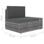 vidaXL Salon de jardin 5 Pièces avec coussins Gris Résine tressée