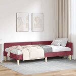 vidaXL Cadre de lit d'angle Autre Rouge bordeaux 100 x 200 cm