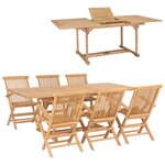 vidaXL Ensemble à manger d'extérieur 7Pièces 150-200x100x75cm Teck massif