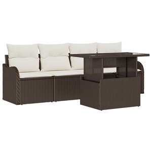 vidaXL Ensemble de canapé de jardin 5 Pièces Marron Poly Rattan