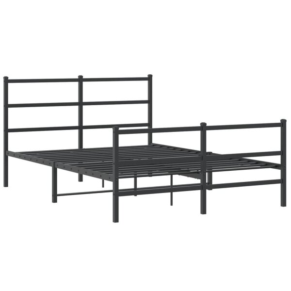vidaXL Cadre de lit métal avec tête de lit/pied de lit noir 140x190 cm