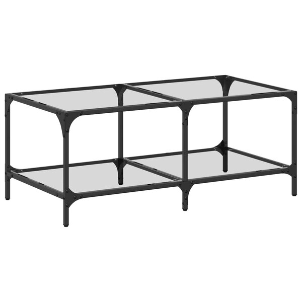 vidaXL Table basse avec dessus en verre transparent 98 5x50x40cm acier