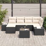 vidaXL Ensemble de canapé de jardin 7 Pièces Noir et crème Poly rotin