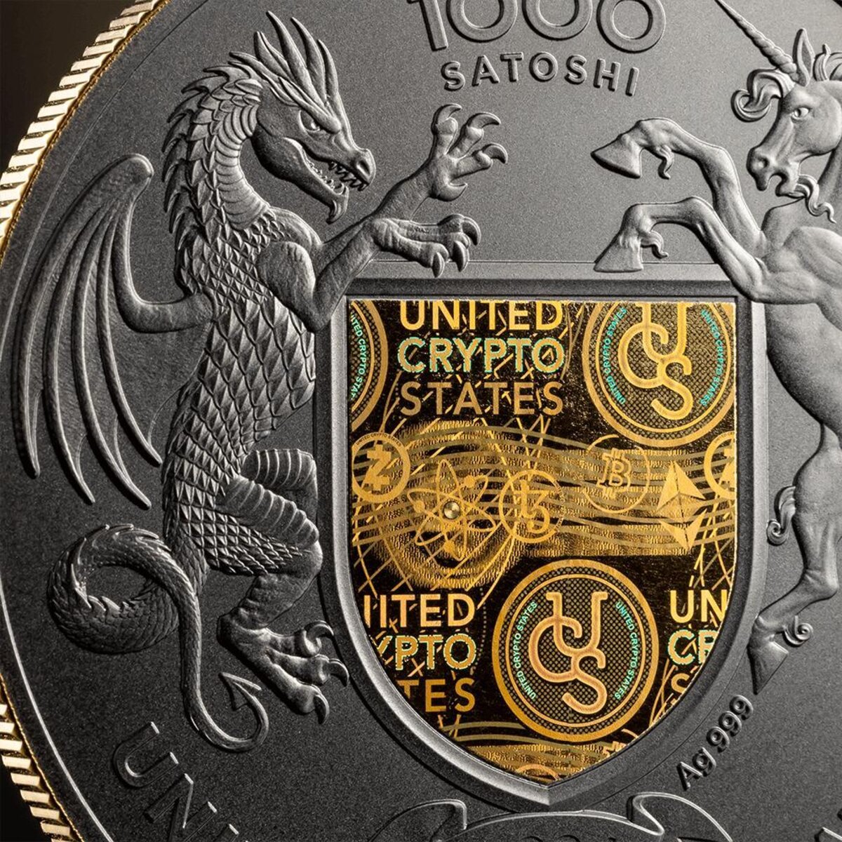 Pièce de monnaie en Argent 1000 Satoshi g 31.1 (1 oz) Millésime 2024 United  Crypto States UKRAINE LAND OF FREEDOM - La Poste