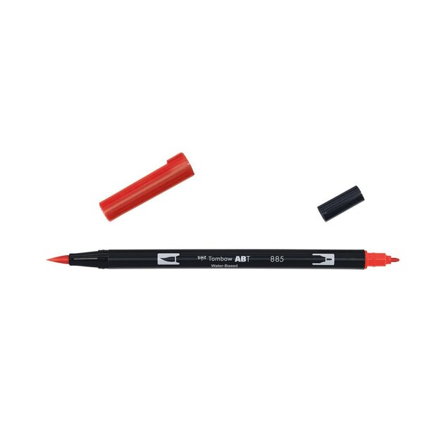 Feutre dessin double pointe abt dual brush pen 885 rouge chaud tombow