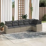 vidaXL Salon de jardin 6 Pièces avec coussins gris clair résine tressée