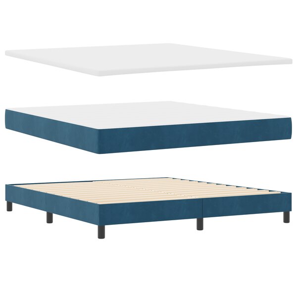 Lit à ressort vidaXL avec matelas bleu foncé 180x200 cm en velours