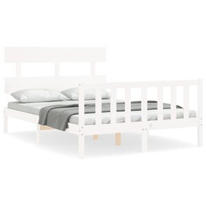 vidaXL Cadre de lit sans matelas blanc bois de pin massif