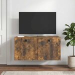vidaXL Meuble TV mural Chêne fumé 59 5 x 41 x 30 cm Bois d'ingénierie