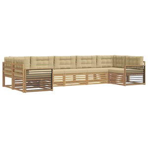vidaXL Ensemble de canapés d'extérieur 7 pc Blanc et Beige