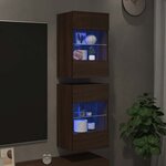 vidaXL Meubles muraux avec lumières LED pour TV 2 Pièces chêne marron 40x30x60 5 cm