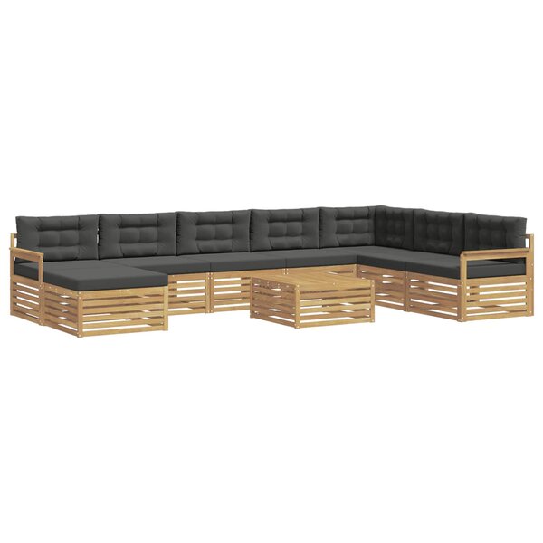 vidaXL Ensemble de canapés d'extérieur 9 Pièces Blanc et anthracite