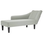 vidaXL Fauteuil long avec accoudoir droit gris clair velours