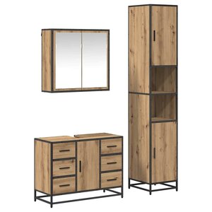 vidaXL Ensemble de mobilier de salle de bain 3 Pièces chêne artisanal