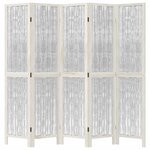 vidaXL Cloison de séparation 5 panneaux blanc bois de paulownia massif