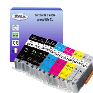 12 Cartouches compatibles  Canon Pixma MG6853, MG7750, MG7751, MG7752, MG7753 remplace Canon PGI-570, CLI-571 XL - T3AZUR
