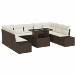 vidaXL Ensemble de canapé de jardin 10 Pièces Marron et crème