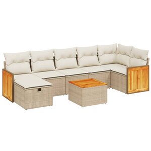 vidaXL Salon de jardin avec coussins 8 Pièces beige résine tressée