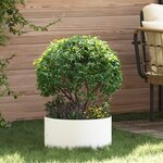 vidaXL Grand Pot Métal Blanc Blanc Métal Grand Jardinières