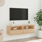 vidaXL Meuble TV mural chêne sonoma 100x30x30 cm bois d'ingénierie