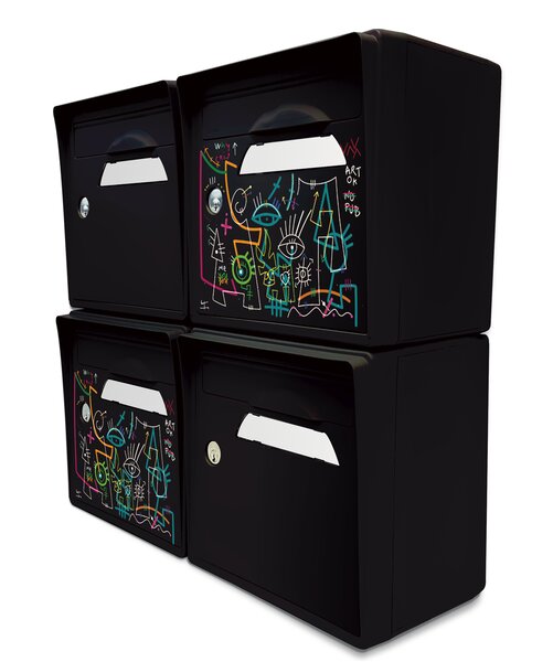 Pack de 4 boîtes aux lettres murales - 2x "Vache de pub  [VanLuc]" - 2x "Noir intense"