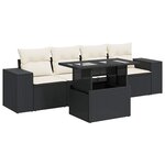 vidaXL Salon de jardin 5 Pièces avec coussins noir résine tressée
