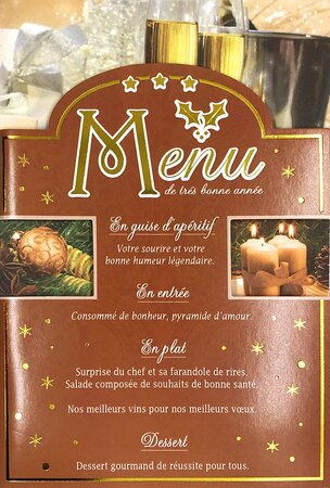 Carte bonne année meilleurs vœux avec enveloppe menu étoilé découpé en or doré