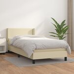 vidaXL Lit à sommier tapissier avec matelas Crème 100x200cm Similicuir