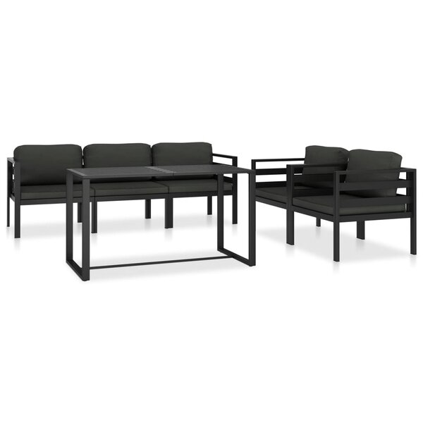 vidaXL Salon de jardin 6 Pièces avec coussins Aluminium Anthracite