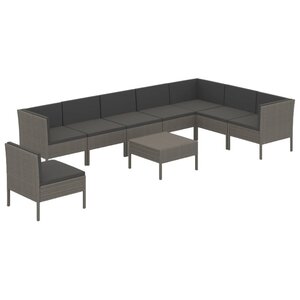 Salon de jardin meuble d'extérieur ensemble de mobilier 9 pièces avec coussins résine tressée gris 02_0018089