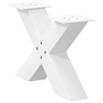 vidaXL Pieds de table basse en forme de X  2 pièces  blanc  60 x (30-31) cm  acier