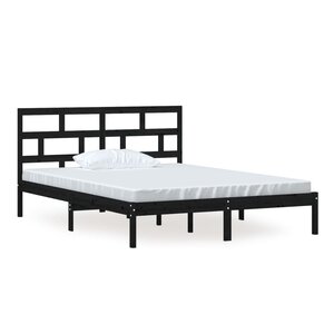 vidaXL Cadre de lit sans matelas noir bois massif
