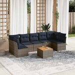 vidaXL Salon de jardin 8 Pièces avec coussins gris résine tressée