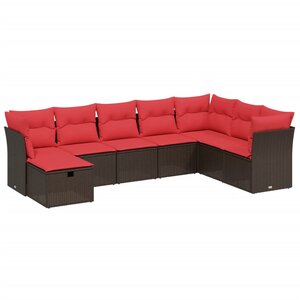 vidaXL Salon de jardin 8 Pièces avec coussins marron résine tressée