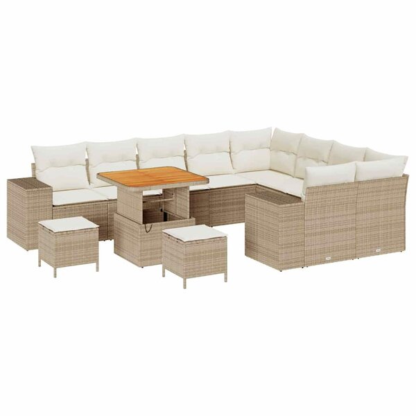 vidaXL Ensemble de canapé de jardin avec coussin 12 Pièces Beige  Crème