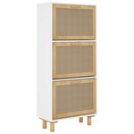 vidaXL Armoire à chaussures Blanc 52x25x115 cm Bois d'ingénierie/rotin