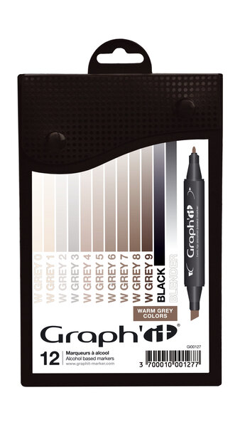 Set 12 marqueurs à alcool graph'it warm greys colors