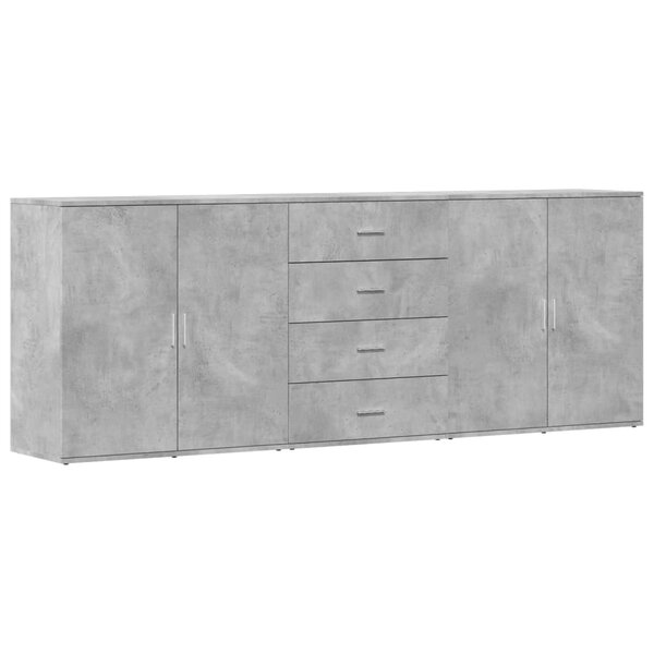 vidaXL Buffets 3 Pièces gris béton bois d'ingénierie