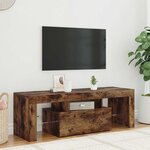 vidaXL Meuble TV avec lumières LED chêne fumé 120x35x40 cm