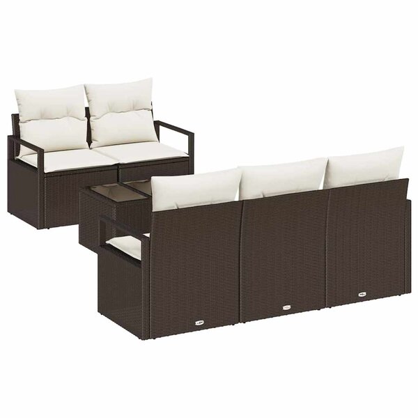 vidaXL Ensemble de canapé de jardin avec coussin 6 Pièces Marron  Crème