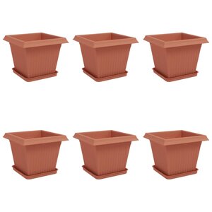 vidaXL Pots de plantes 6 Pièces Rouge brique 33 x 33 x 26 cm Plastique